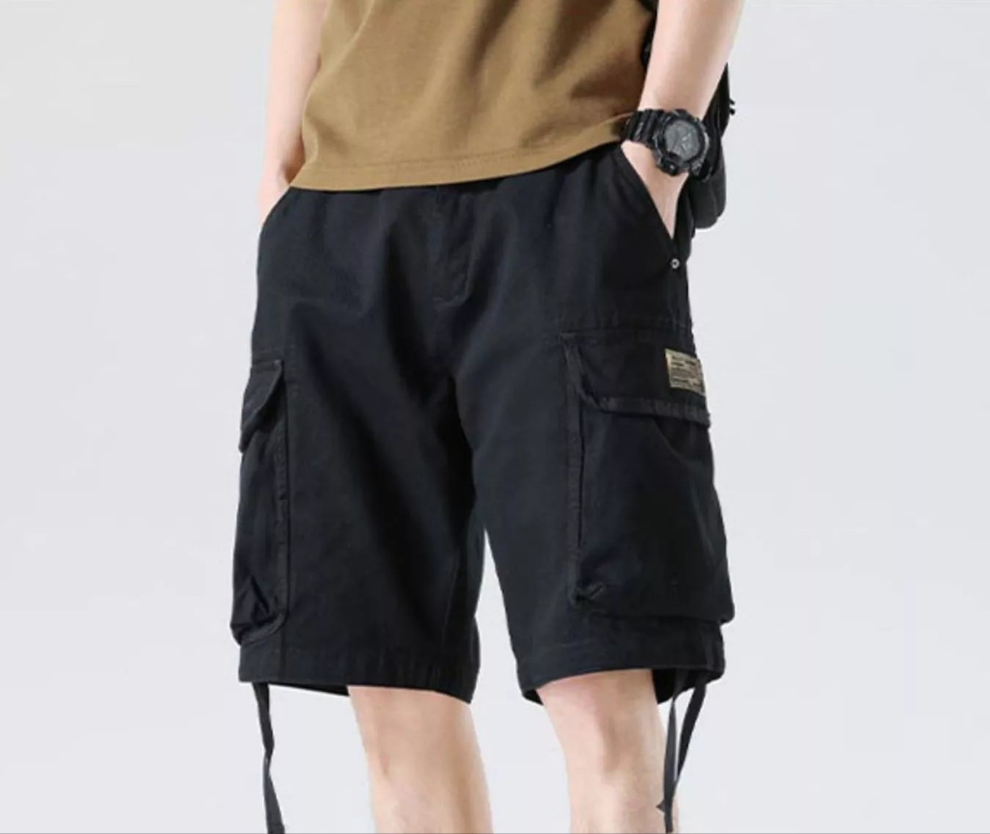 Men's Drawstring Wide Leg Cargo Shorts